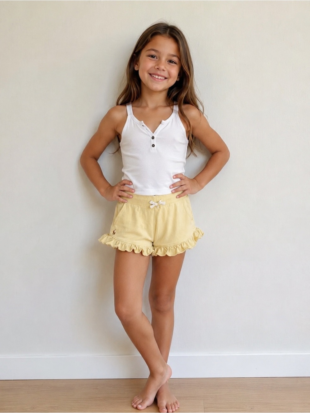 Ralph Lauren Yellow Ruffle Hem Girls' Shorts
